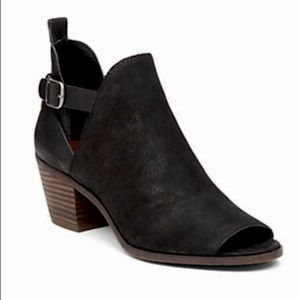 Lucky Brand Banu Black Leather Peep Toe Bootie